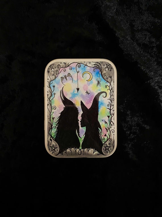 Gothic Tobacco Tin: Bewitched Midnight Illustration, Small Storage