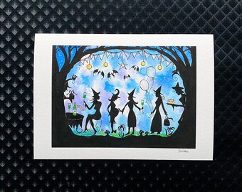 A Bun in the Coven A5 giclee print, witch art, gothic art