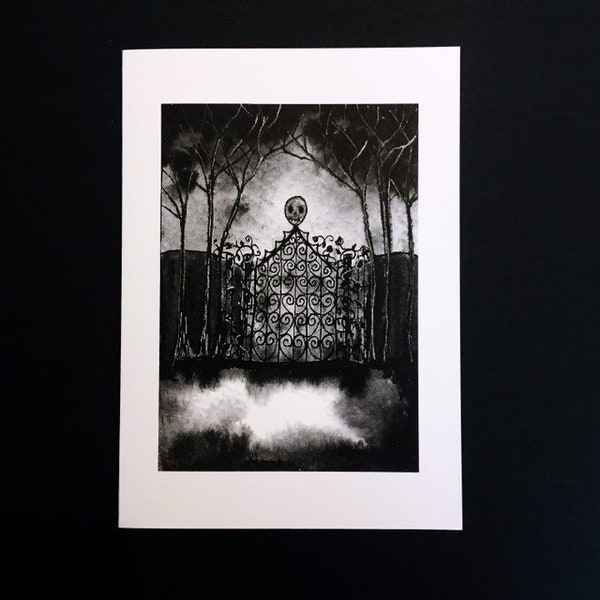 Gothic gate card, goth art card, made in the uk, goth card