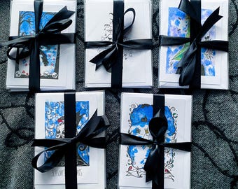 Christmas card packs, 5 blank art cards, gothic cards