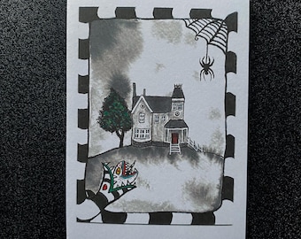 The Deetz House Art Card: Gothic Haunted House Greetings