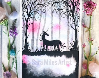 Unicorn Woods A5 Giclée print.