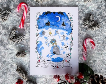 Ghost card, Christmas spirit card, Gothic Christmas card , goth Christmas, blank card, made in the uk