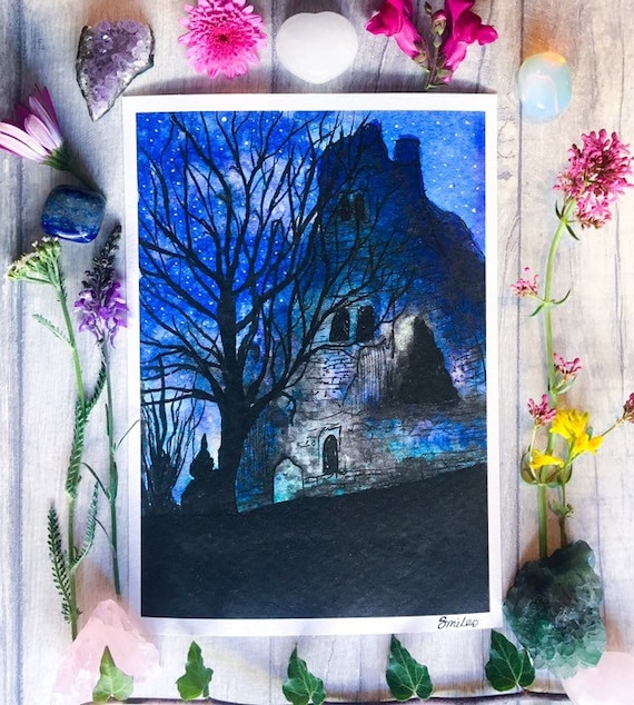 Haunted Hay Castle print, Hay-On-Wye, fine art etch paper, fully archival inks