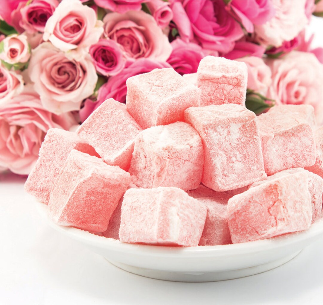 Traditional Greek Turkish Delights, Rose Delights, 400 Gr or 14.1 Oz, Greek Sweets, Unique