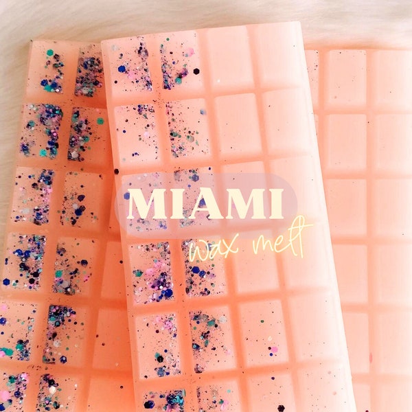 Wax Melt: Miami, Highly Scented Wax Melt, Snap Bar, Tropical Fruity Scent, Home Fragrance for Wax Warmer, Spring, Summer