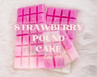 Wax Melt: Strawberry Pound Cake, Highly Scented Snap Bar, Bakery Dessert Scent, Food, Fruity Spring Summer Scent, Wax Melt for Wax Warmer