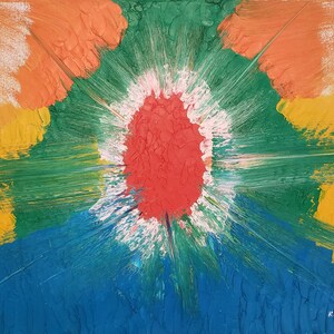 Original abstract oil painting - &quot;La Flor&quot; by Salvadorean artist
