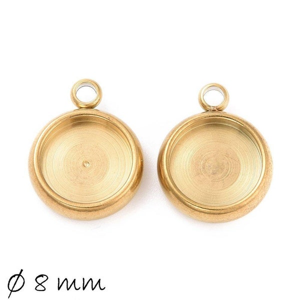 Solid pendant/medallion setting 8 mm gold, stainless steel