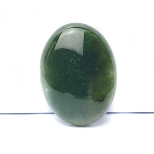 Gemstone cabochon, oval, moss agate, 40 x 30 mm