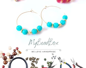 MyBeadBox Jewelry Making Kit for Children – Make Your Own Earrings with Gemstone and Glass Beads, DIY Jewelry Set for Ages 6 and Up