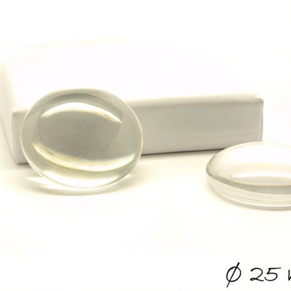 Glass cabochons, round, clear, Ø 25 mm