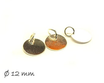 Ø16mm Verbinder Stempel-Plättchen Rohling Rund Edelstahl 10 Stk Silber