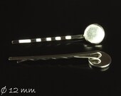 Hairpins cabochon, silver, diameter 12 mm