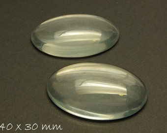 Ovale klare 40 x 30 mm Glas Cabochons