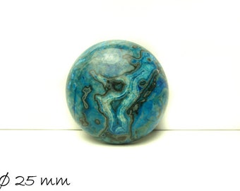 Edelstein Cabochon, Ripple-Jasper, rund, Ø 25 mm, blau