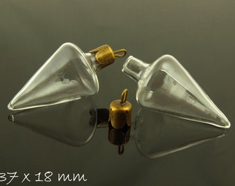 1 perle de verre transparent PC - cônes de perle creuse 37 x 18 mm