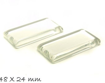 Rechteckige klare 48 x 24 mm Glas Cabochons