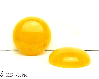 Gemstone Cabochons, Jade (yellow), Ø 20 mm