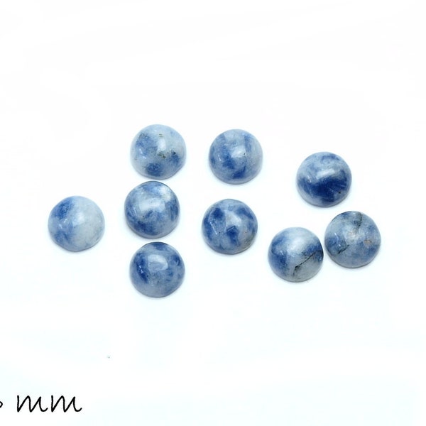 Edelstein Cabochons, Sodalith, blau-weiß, 6 mm