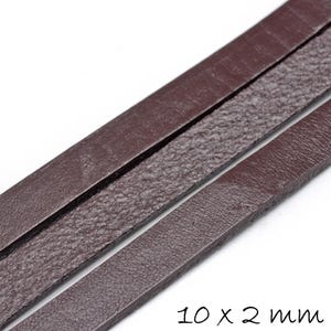 1.15EUR/meter - 2 m leather strap flat, brown, 10 x 2.5 mm