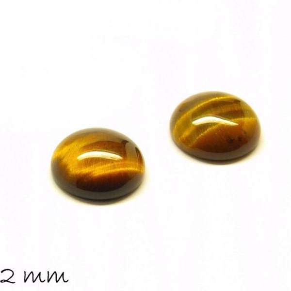 2 Stk Cabochons, Tigerauge, 12 mm