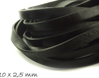 1,15EUR/Metro - cinturino in pelle da 2 m piatto, nero, 10 x 2,5 mm