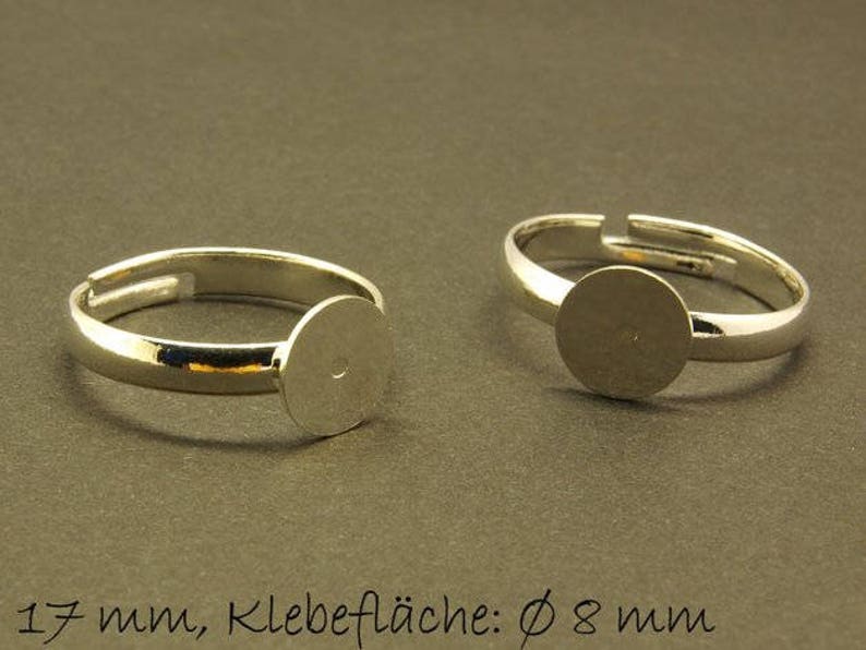 Ring Rohling, verstellbar, silber, 17 mm, Fläche 8 mm Bild 1