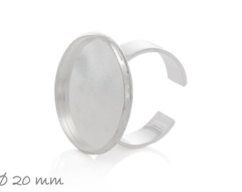 Anneau blanc argent, porte-caisse de cabochon de 20 mm