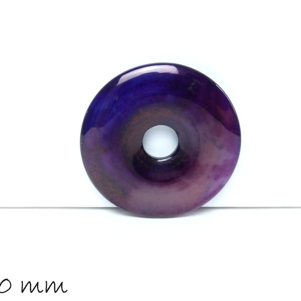 1 pc beignet pendentif pierre précieuse agate Ø 30 mm, violet