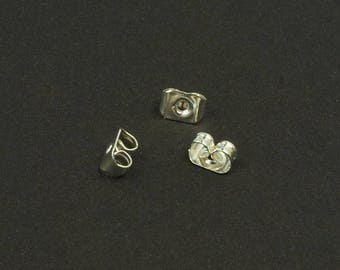 Tuerca para pendientes con tapón, plata, mariposa de 5 x 4 mm