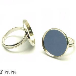 Ring blanks platinum silver, 18 mm cabochon setting