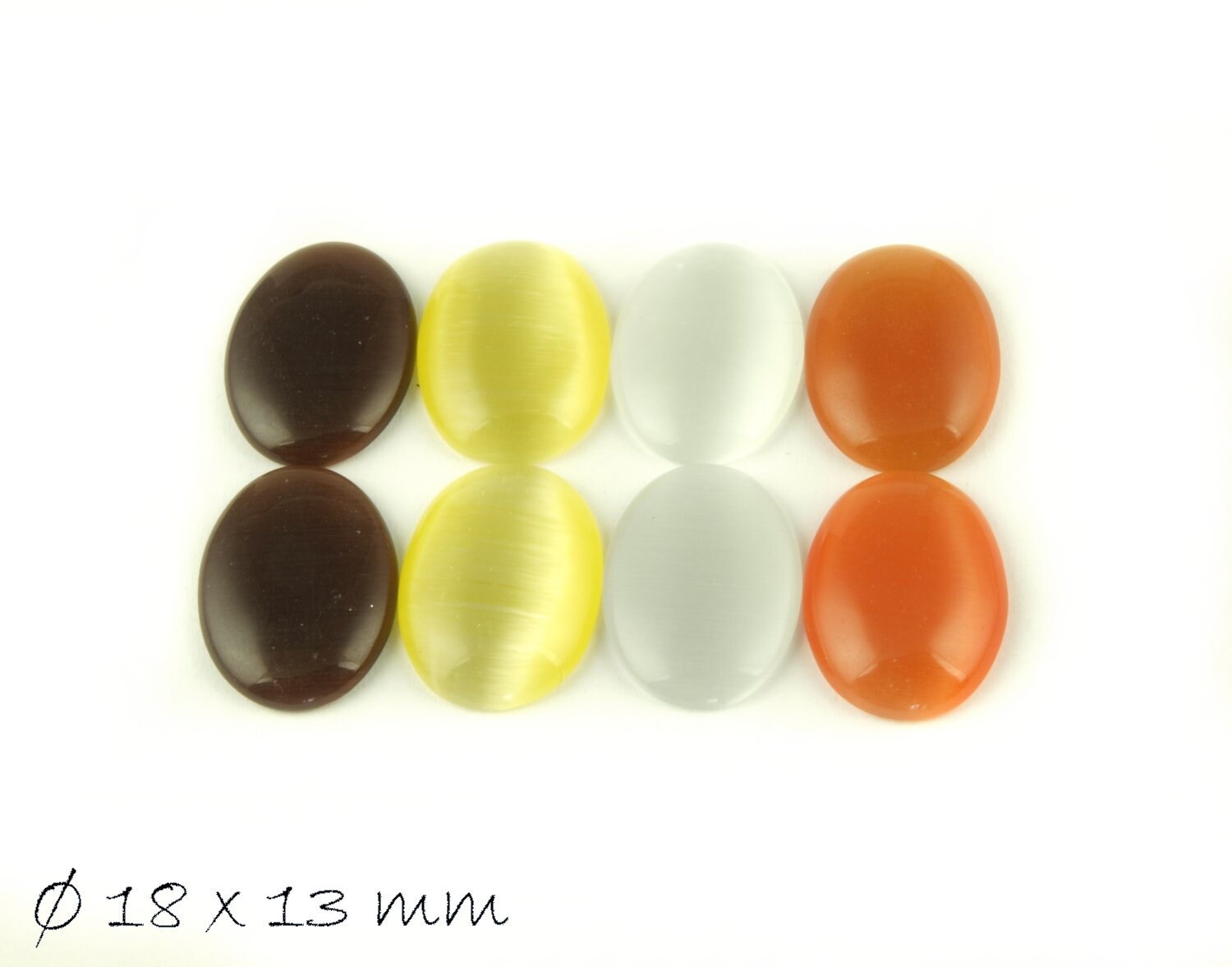 Lot De 100 Cabochons Oeil De Chat Orange Cuivré 10x13 Mm - Rectangulaires, Neufs