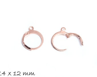 Round folding leverbacks 14 x 12 mm ear hook earrings in rose gold