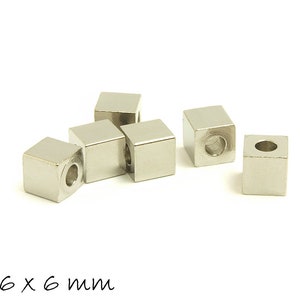 Stainless steel cube for stamping, 6 x 6 x 6 mm pendant, spacer