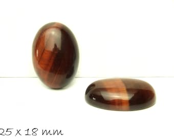Gemstone cabochon, red tiger's eye, oval, 25 x 18 mm