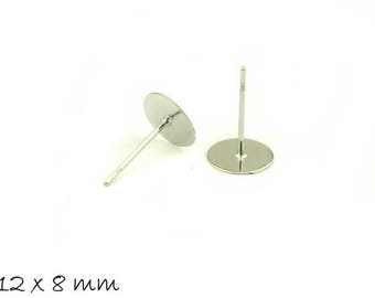 Stainless steel stud earrings blank 12 x 8 mm earrings