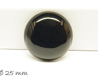 Edelstein Cabochon, schwarzer Achat, 25 mm