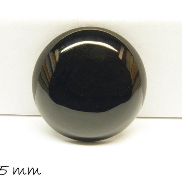 Gemstone Cabochon, black agate, 25 mm