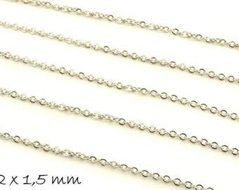 1,12 EUR/m - Gliederkette Edelstahl, silber, fein, 2 x 1,5 mm