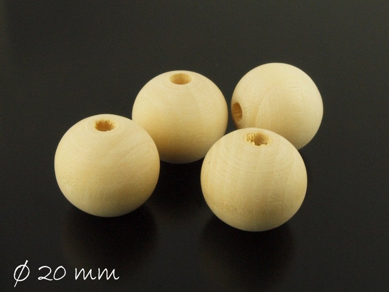 10 pcs wood beads, natural, beige, Ø 20 mm image 1