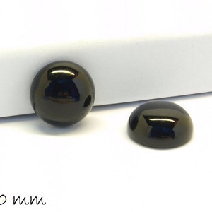 Cabochons, zwarte agaat, 10 mm