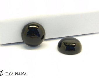 Cabochons, black agate, 10 mm