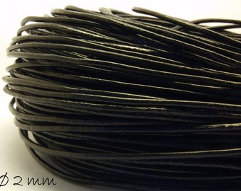 0,70EUR/meter - 5 m lederen band zwart, Ø 2 mm