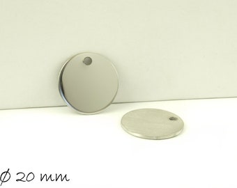 Pendant stainless steel stamp Ø 20 mm silver, polished