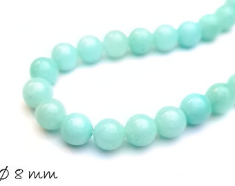 Perles de pierres précieuses jade (turquoise) Ø 8 mm