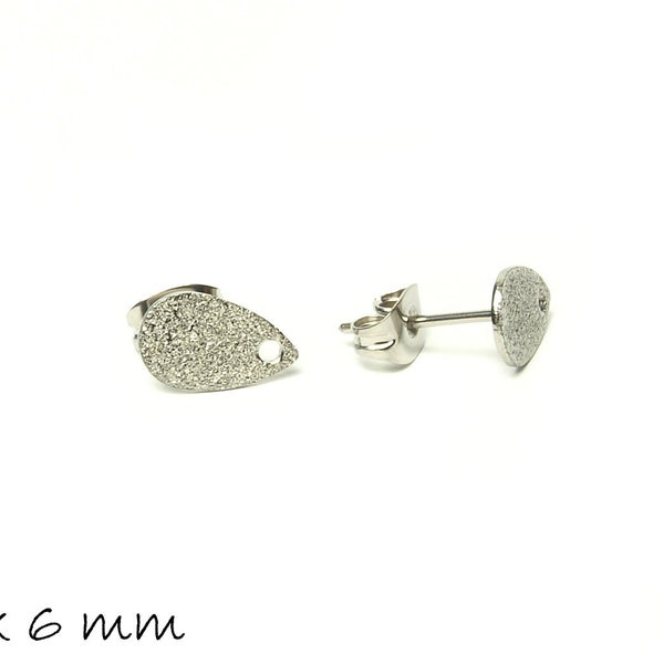 Stud earrings with eyelet stainless steel, silver, drops, earrings
