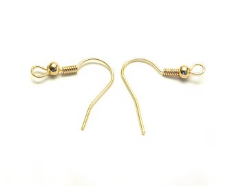 2 pcs ear hook with pearl (fish hook), gold plated