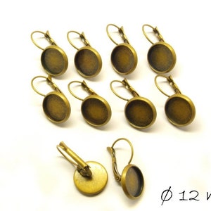 Bronze leverbacks for 12 mm cabochons