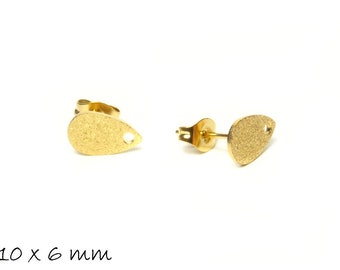 Stud earrings with eyelet stainless steel, gold, drops, earrings